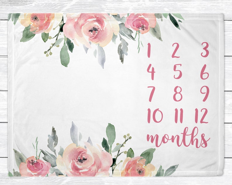 Baby Girl Milestone Blanket Monthly Baby Milestone Blanket Etsy