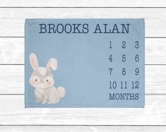 Year of the Rabbit - Bunny Baby Milestone Blanket - Chinese Zodiac Baby Gift - Monthly Baby Milestone Blanket