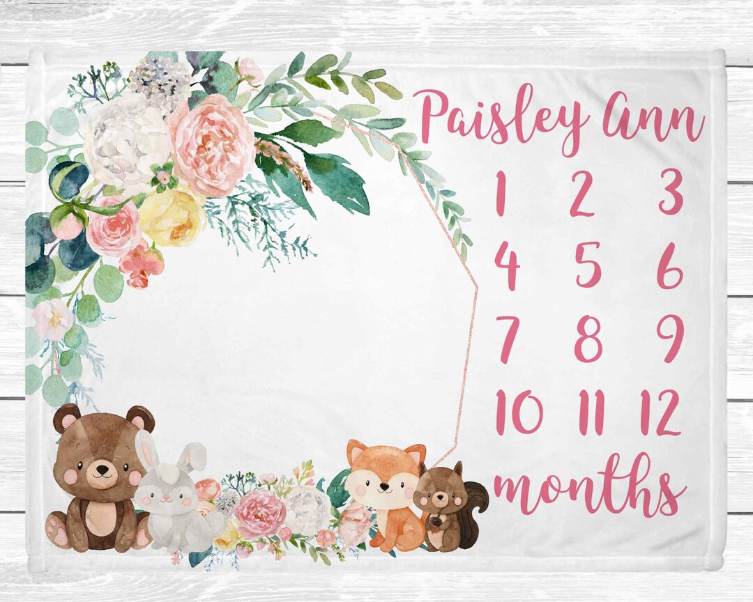 Woodland Baby Age Blanket Monthly Milestone Blanket Woodland Nursery ...