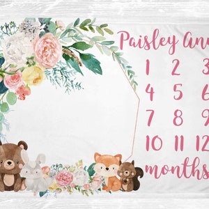 Woodland Baby Age Blanket Monthly Milestone Blanket Woodland Nursery ...