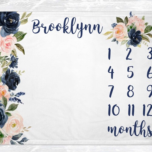 Baby Age Blanket Milestone Blanket Girl Flower Monthly Etsy