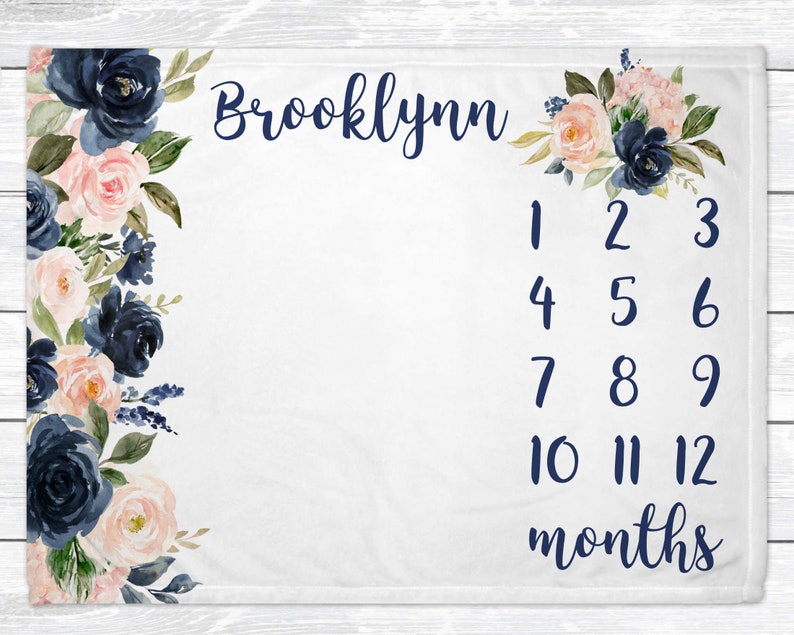 Baby Age Blanket Milestone Blanket Girl Flower Monthly Etsy