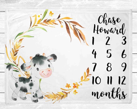 Cow Monthly Milestone Blanket Farm Milestone Age Blanket Monthly Milestone Blanket Cow Milestone Blanket Farm Baby Age Blanket Etsy Canada