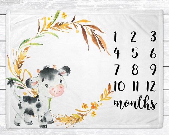 Cow Monthly Milestone Blanket Farm Milestone Age Blanket Monthly Milestone Blanket Cow Milestone Blanket Farm Baby Age Blanket Etsy Canada