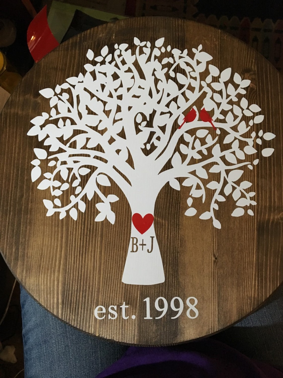 Wooden Circular Family Tree Personalized Wall Hanging Etsy