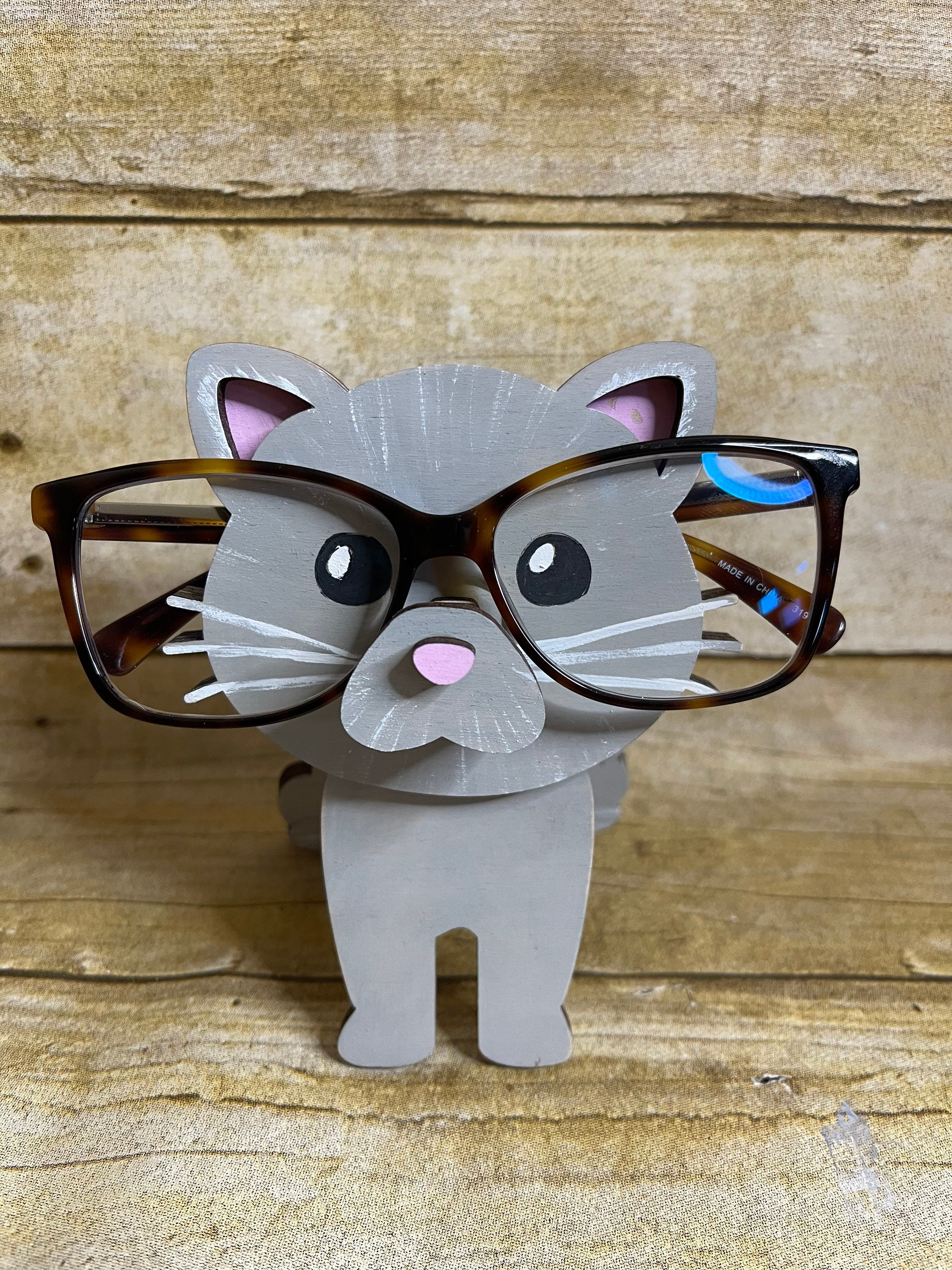 Tooarts Cat Shaped Eyeglass Rack Glasses Eyewear Holder Animal Shaped Spectacle Display Stand Black and Yellow, Women's, Size: 9