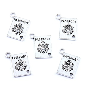 Passport Antique Silver Tone Charms - Lot of Five