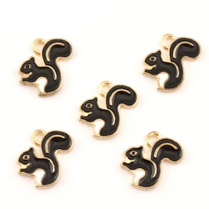 Brown Squirrel Enamel Charms - Lot of Five
