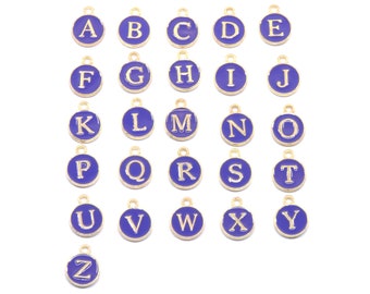 Purple Alphabet Letter Double-Sided Enamel Charms Gold Plated...Pick Your Letter...Initial Charms