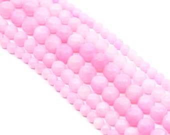 Flamingo Pink Jade Natural Stone Dyed Beads...Full Strand....6mm-10mm...Pink Jade...