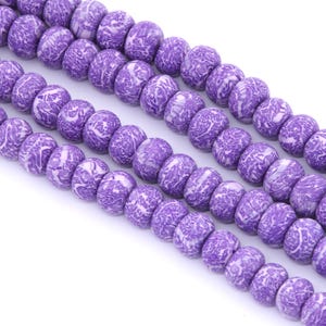 Light Purple Floral Print - 8mm Polymer Clay Beads - Full Strand