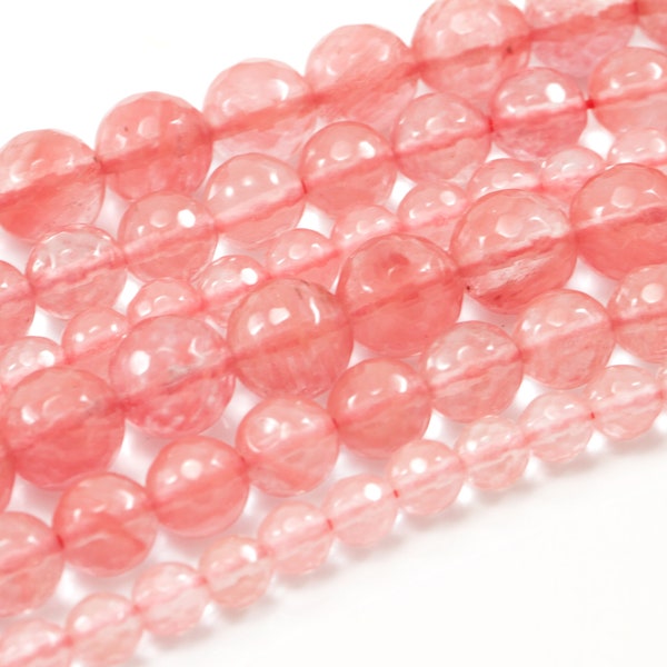 Salmon Pink Colored Quartz Natural Stone Beads...6mm-10mm...Full Strand...Salmon...