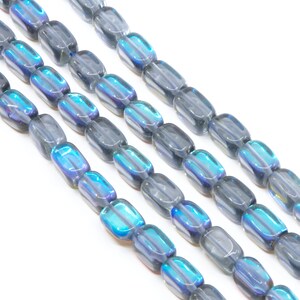 Charcoal Gray Rectangular 7x11mm Opal Glass Beads...Full Strand...Holographic Beads...Opal Beads..Glass Beads...