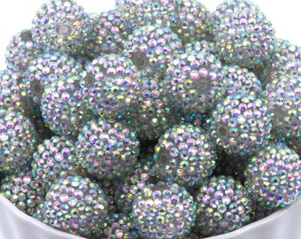 20mm Bubblegum Beads - Crystal AB Rhinestone - Chunky Acrylic Beads