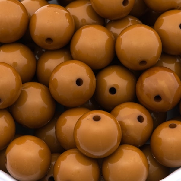 20mm Bubblegum Beads - Chestnut Brown Solid Color Chunky Acrylic Beads