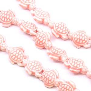 Light Pink Ceramic Turtle Beads...15x18mm...Full Strand 15 inch...