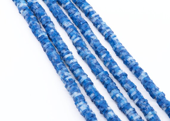 4mm, 6mm, 8mm vinyl heishi beads, blue mix, polymer clay beads, round flat  beads, choker beads, African vinyl beads, 350-400 beads