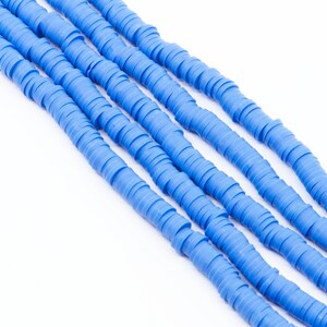 Island Blue 5mm Polymer Clay Flat Disc Heishi Beads - African Vinyl Beads - Full Strand - Approx. 390 Beads