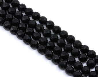 Black Faceted Agate Beads - 8mm - Natural Stone Beads