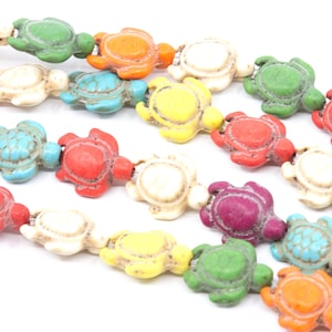 Multi-Color Turtle Howlite Turquoise Dyed Beads...15x18mm...Full Strand 15 inch...Turtle Beads...