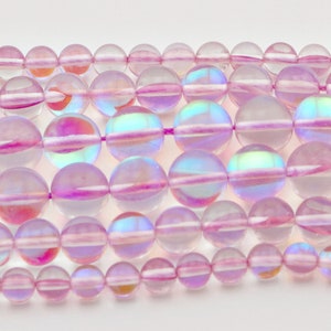 Light Purple Opal Glass Beads...Full Strand...6mm-10mm....Holographic Beads...Opal Beads..Glass Beads...