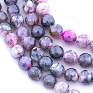 Electroplated Iridescent Agate Beads - Pink and Gray - 10mm - Full Strand