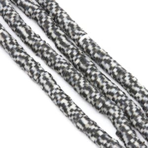 Black and Cream Speckled 6mm Polymer Clay Flat Disc Heishi Beads - Vinyl Heishi Beads - Full Strand - Approx. 375 Beads