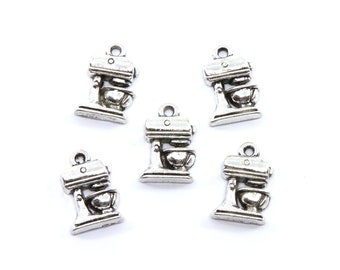 Kitchen Mixer Antique Silver Tone Charms - Lot of Five