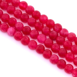 Strawberry Pink Dyed Natural Stone Jade Beads - 8mm - Full Strand