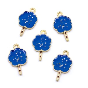 Dark Blue Cotton Candy Enamel Charms - Lot of Five