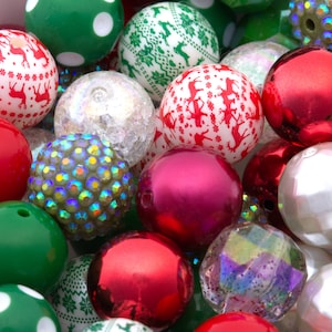 20mm Bubblegum Beads - Holiday Reindeer Mix Chunky Acrylic Beads