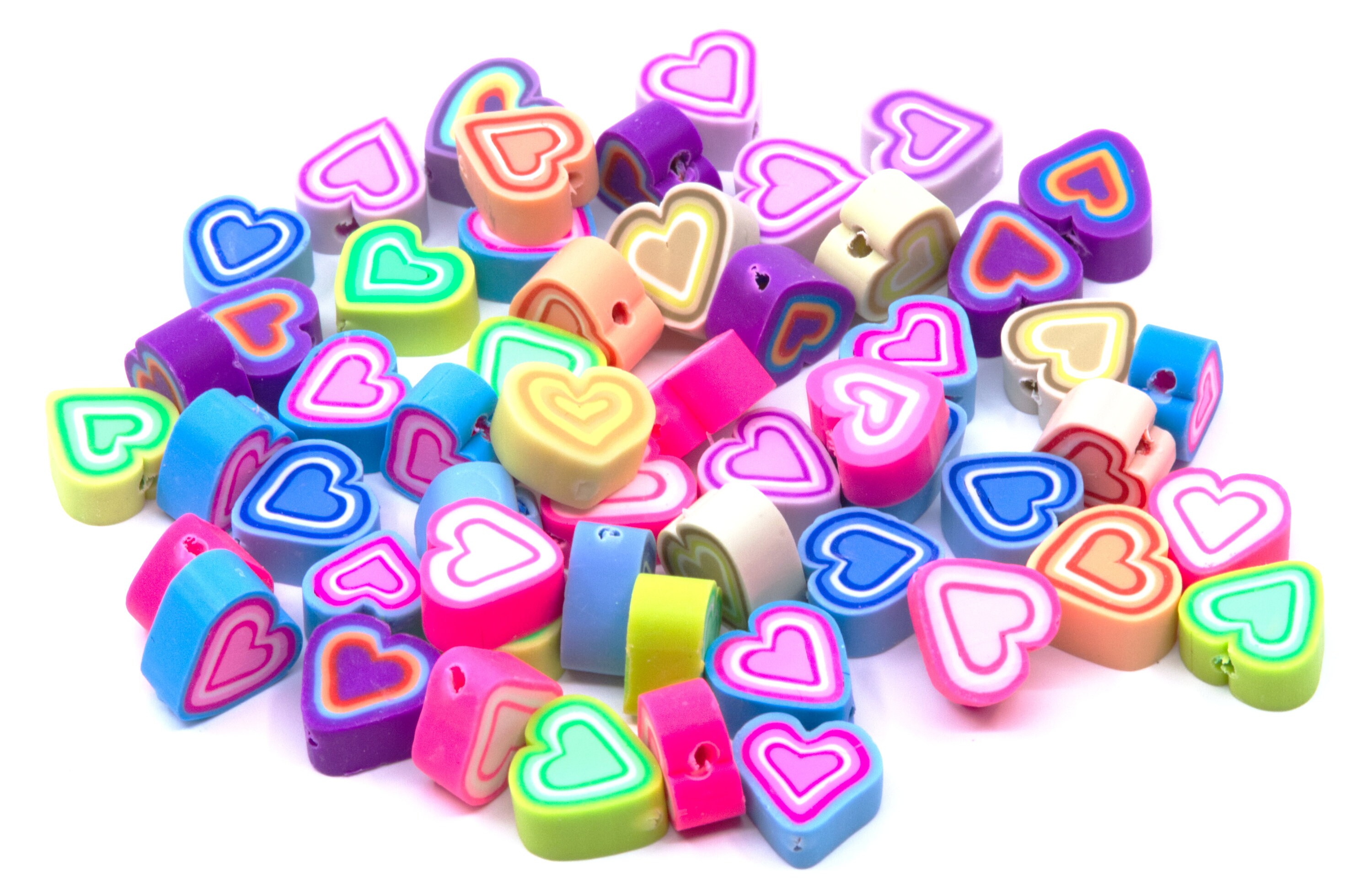 New Heart Shaped Polymer Clay Beads Craft Beads, Valentines Beads