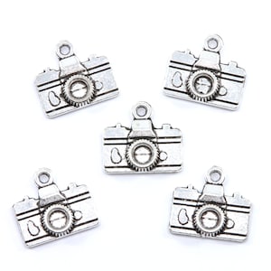 Camera Antique Silver Tone Charms - Lot of Five