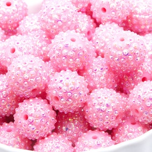 20mm Bubblegum Beads - Pink Sunburst Rhinestone - Chunky Acrylic Beads
