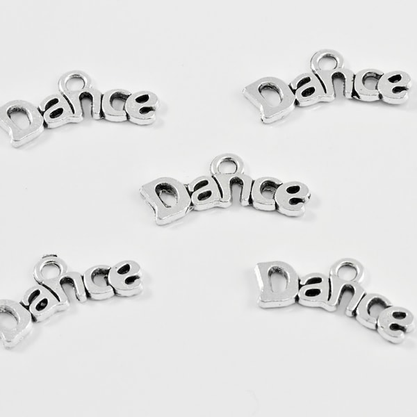 Dance Antique Silver Tone Charms.. Lot of Five...Dance Charm... Sports Charms.. Activity Charms..