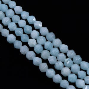 Light Blue Faceted Diamond Cut Agate Beads - 8mm - Natural Stone Beads - Full Strand