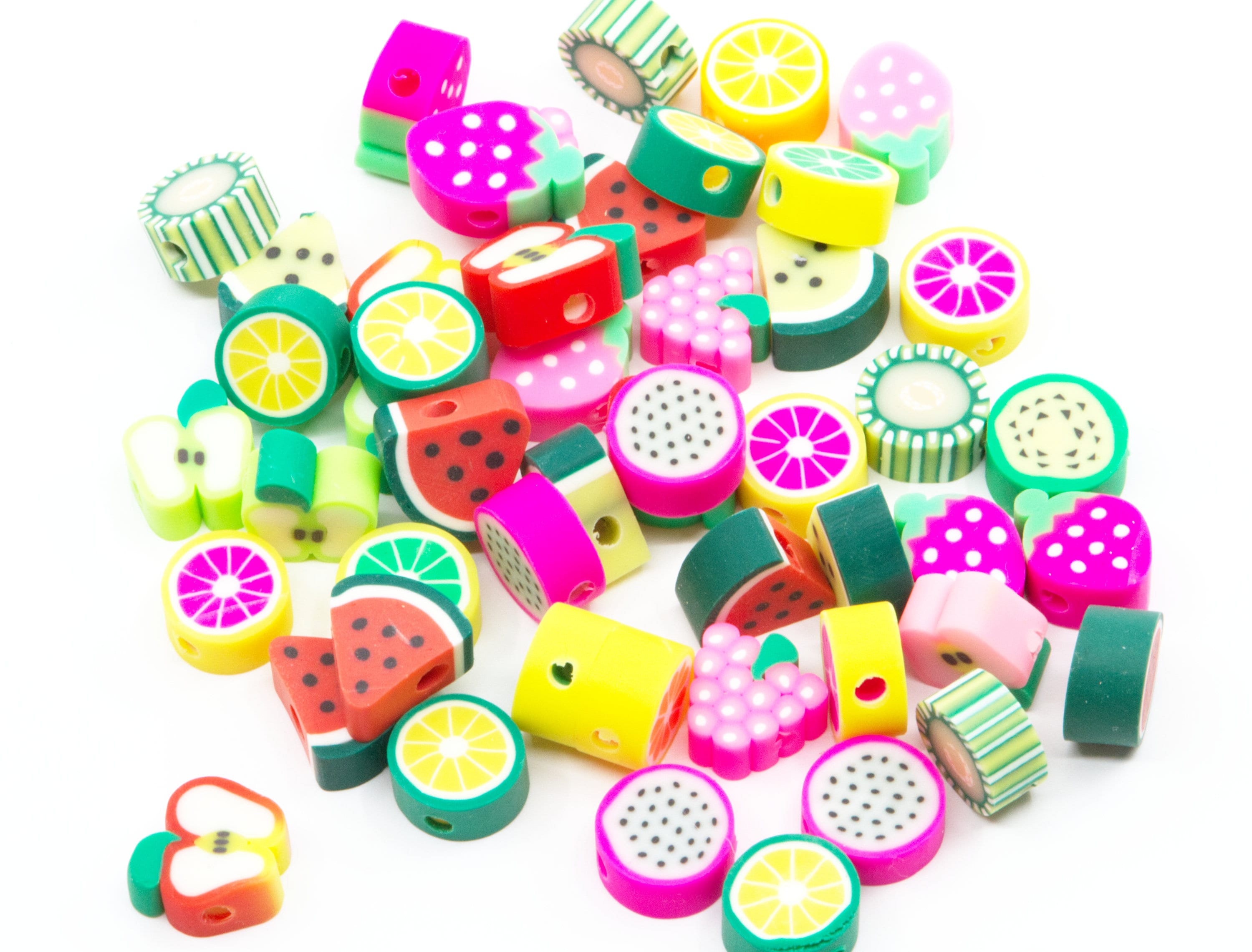Fruit Multicolor Mixed Polymer Clay Beads...lot of 50...fruit Etsy