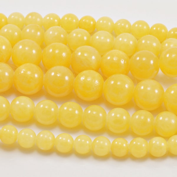Dandelion Yellow Jade Natural Stone Dyed Beads...Full Strand....6mm-10mm...Yellow Jade...