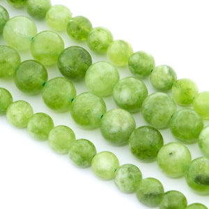 Light Green Dyed Natural Stone Jade Beads - 8mm - 10mm - Full Strand