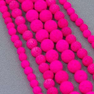 Fluorescent Pink Lava Beads...6mm-8mm-10mm....Full Strand Beads....Lava Beads...Pink...