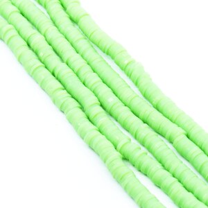 Pastel Green 5mm Polymer Clay Flat Disc Heishi Beads - African Vinyl Beads - Full Strand - Approx. 390 Beads