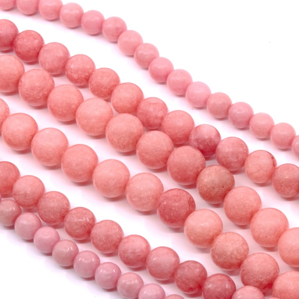 Blush Pink Round Dyed Jade Beads...Full Strand...6mm-10mm...Pink Jade Beads
