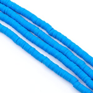 Aquarium Blue 5mm Polymer Clay Flat Disc Heishi Beads - African Vinyl Beads - Full Strand - Approx. 390 Beads