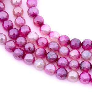 Electroplated Iridescent Agate Beads - Dark Pink Mix - 8mm - Full Strand