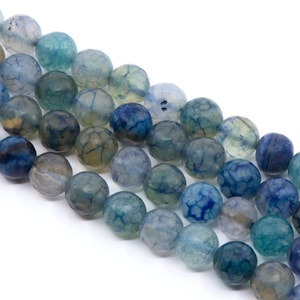 Ocean Blues Faceted Agate Beads...8mm...Natural Stone Beads...Blue Agate Beads...