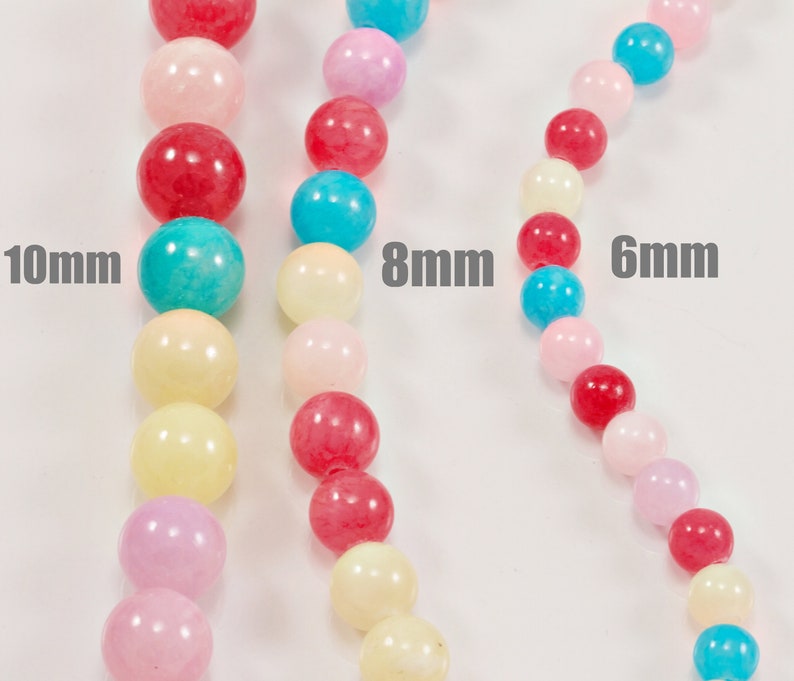 Springtime Mix Multi-Color Pink and Blue Jade Natural Stone Dyed Beads...6mm-10mm...Full Strand....Multi-Color Jade...