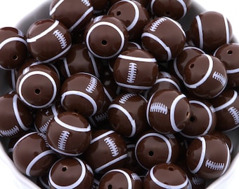 20mm Bubblegum Beads - Football - Chunky Acrylic Beads