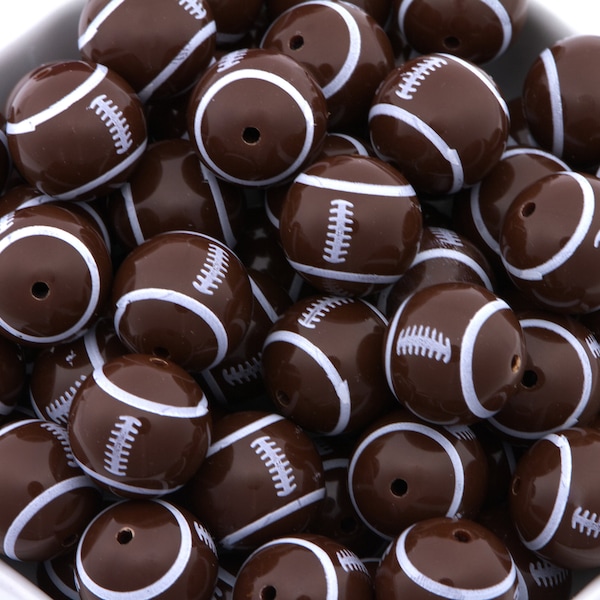 20mm Bubblegum Beads - Football - Chunky Acrylic Beads