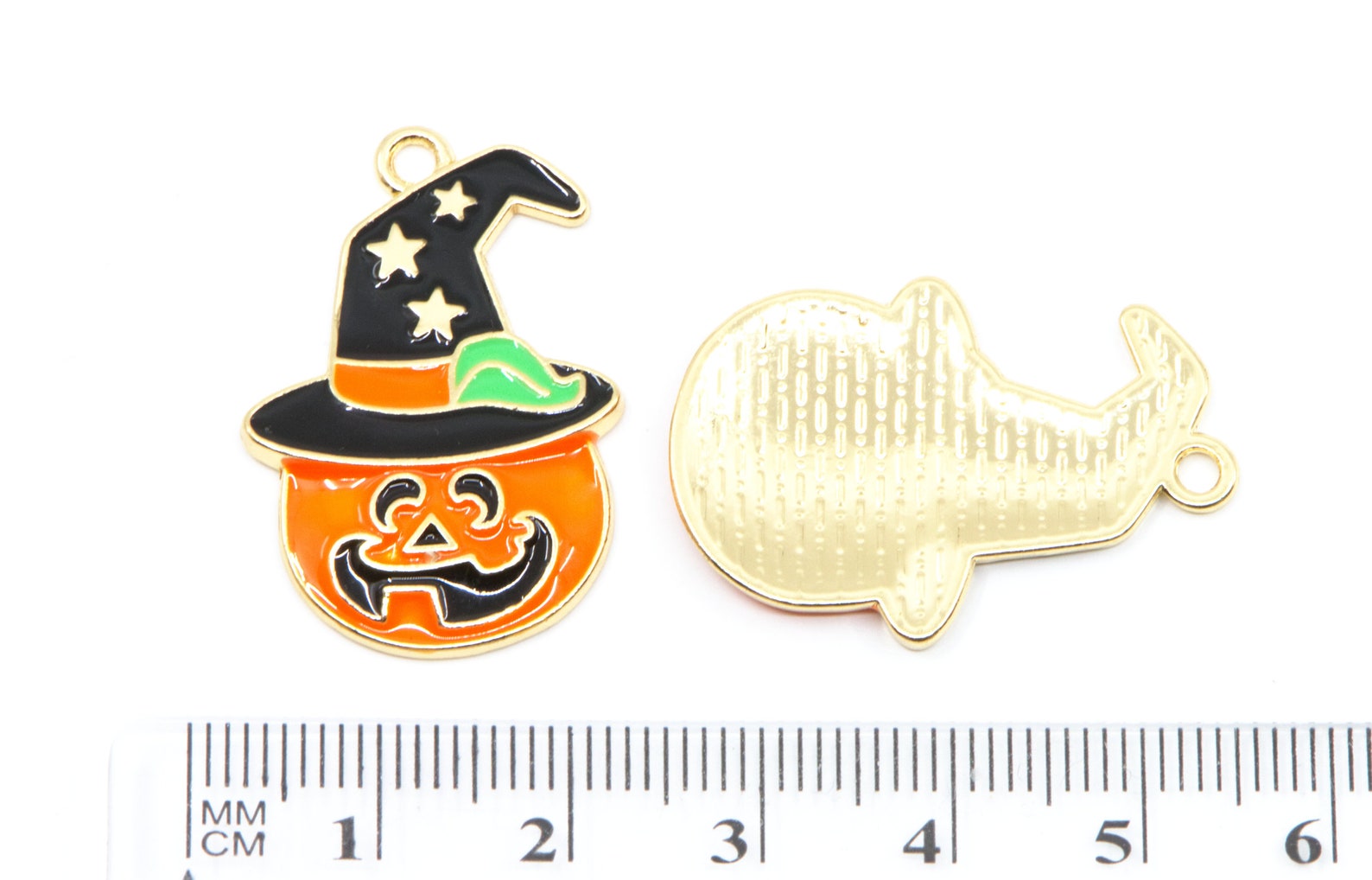 Orange Jack O Lantern Pumpkin With Witch Hat Enamel Charms - Lot of ...