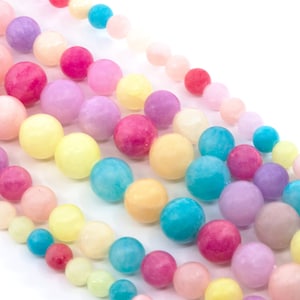 Springtime Mix Multi-Color Purple and Blue Jade Natural Stone Dyed Beads...6mm-10mm...Full Strand....